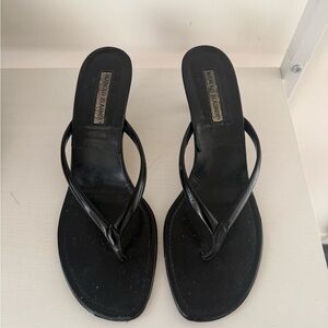 Manolo Blahnik leather kitten heels